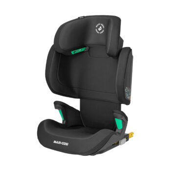 Maxi-Cosi Morion i-Size autostoeltje in Basic Black, met verstelbare hoofdsteun en zijwaartse bescherming, voldoet aan i-Size veiligheidsnormen voor veilige en comfortabele autoritten voor kinderen.