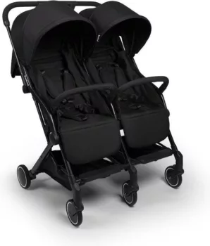 Baninni duo buggy, comfortabele en praktische kinderwagen met verstelbare rugleuningen en zonnekap, ontworpen voor het veilig en gemakkelijk vervoeren van twee kinderen tijdens dagelijkse uitstapjes.