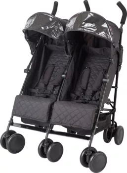 XAdventure duo buggy, praktische en lichtgewicht kinderwagen met verstelbare rugleuningen en zonnekappen, ontworpen voor comfortabel en gemakkelijk vervoer van twee kinderen.