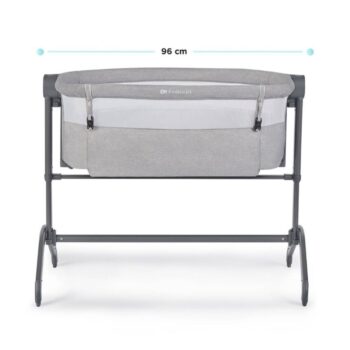 Kinderkraft Bea 2-in-1 Co-Sleeper in grijs, multifunctioneel ontwerp met verstelbare hoogte en ademende zijpanelen, biedt een veilige slaapomgeving voor baby's en kan worden gebruikt als zelfstandig wiegje.