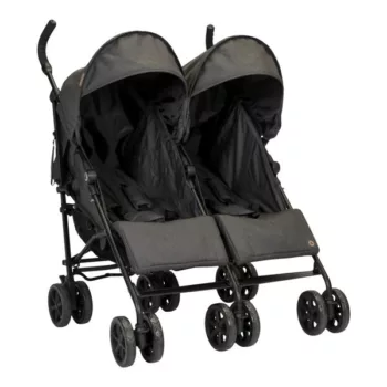 Topmark Twin buggy Bobby, stevige en compacte duo buggy met verstelbare rugleuningen en zonnekap, ideaal voor tweelingen of twee kinderen van verschillende leeftijden tijdens wandelingen.