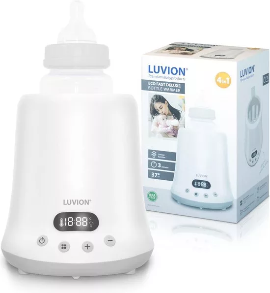 Luvion flessenwarmer Eco Fast Deluxe 4 in 1 => BESTE flessenwarmer volgens andere ouders Luvion flessenwarmer, verwarmt babyflessen snel en efficiënt, ontworpen voor gebruiksgemak en veelzijdigheid bij het verwarmen van melk en babyvoeding.