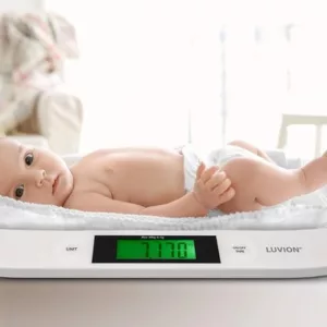lLuvion babyweegschaal Exact-75, nauwkeurig tot op 5 gram, ontworpen voor het nauwkeurig meten van het gewicht van baby's, ideaal voor het volgen van groei en ontwikkeling.