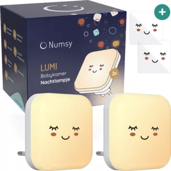 Numsy Nachtlampje – een stijlvol en rustgevend nachtlampje met zachte verlichting, ontworpen om kinderen te helpen ontspannen en veilig in slaap te vallen.