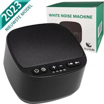 BrightLife White Noise Machine – een veelzijdige witte ruis machine met meerdere geluidopties, ontworpen om een ontspannen en rustgevende slaapomgeving te bevorderen voor mensen van alle leeftijden.