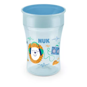 NUK 360 graden drinkbeker – een morsvrije drinkbeker voor kinderen, ontworpen voor eenvoudig drinken vanuit elke hoek, ondersteunt de overgang naar zelfstandig drinken.